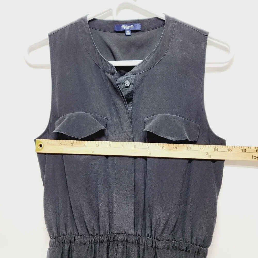 Madewell 1937 Black Silk Sleeveless Button-Front Dress XS - Picture 6 of 10